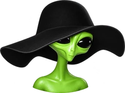 Um pequeno visitante de outro planeta com chapéu preto